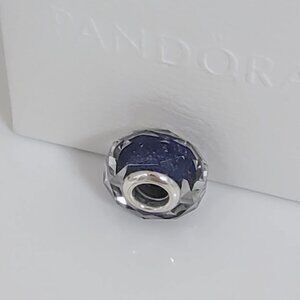 Pandora Faceted Blue Murano Glass Charm Bead Pendant S925 ALE